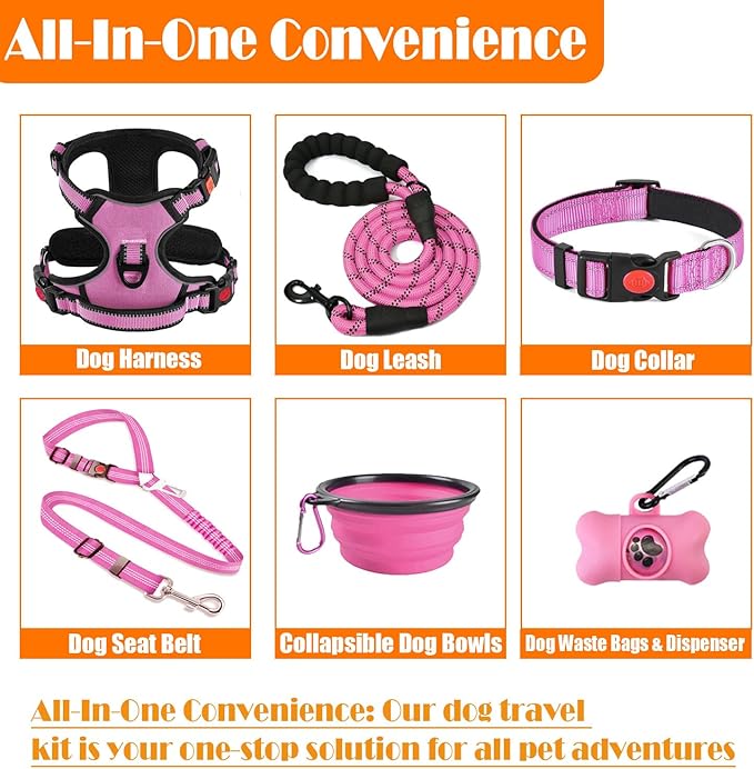 LOBEVE No Pull Dog Harness, Collar & Leash Set | Includes Dog Seat Belt - Image 2
