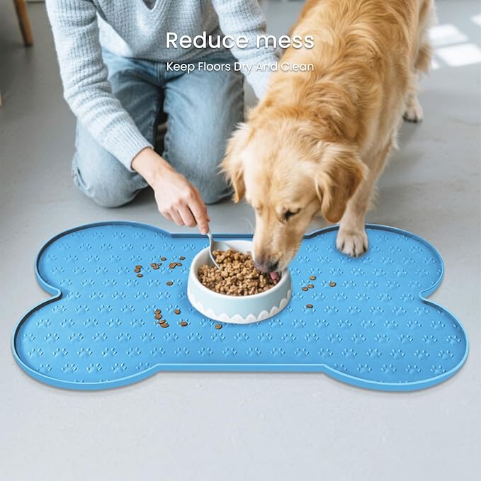 PWTAA Dog Food Mat Anti-Slip Silicone Dog Bowl Mat Thicker Pet Placemat - Image 8