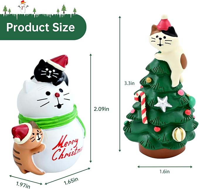 RAQWI 3.3 Inch Cute Cat Resin Christmas Tree - Image 2