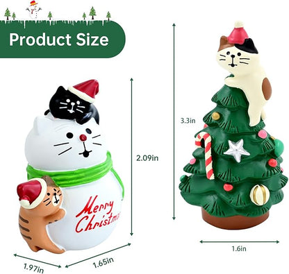 RAQWI 3.3 Inch Cute Cat Resin Christmas Tree - Image 2