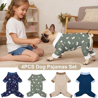 Bienbee Dog Pajamas, 4 Pack Dog Recovery Suit Shedding Suit Cute Soft Puppy - Image 2