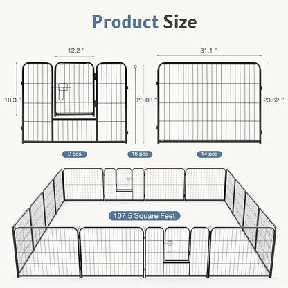 DUMOS Dog Playpen Indoor, Metal 24 Inch 16 Panels Foldable Pet Fence - Image 5