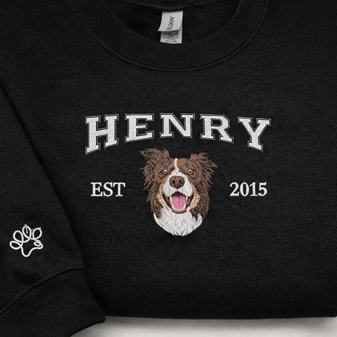 Custom Embroidered Sweatshirt Dog From Real Photo - Image 6