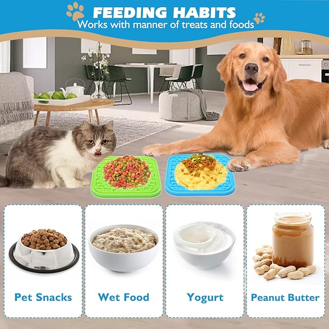 2 Pack Lick Mat for Dogs and Cats, Dog Slow Feeder Dowl Mat for Bathing - Image 3