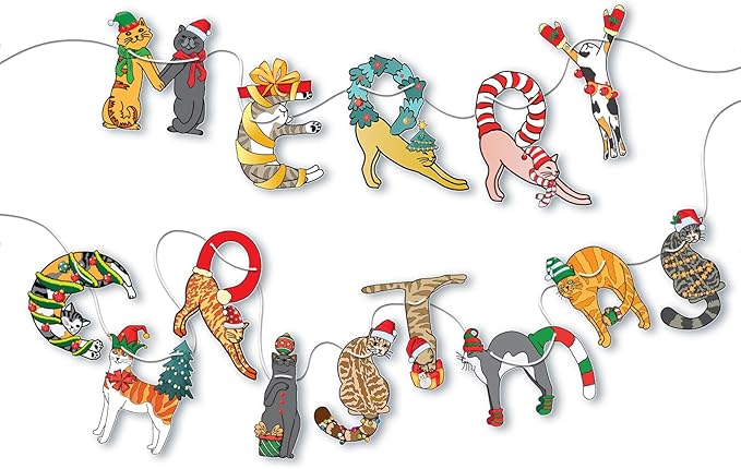 Cats Merry Christmas Garland by Momapopup