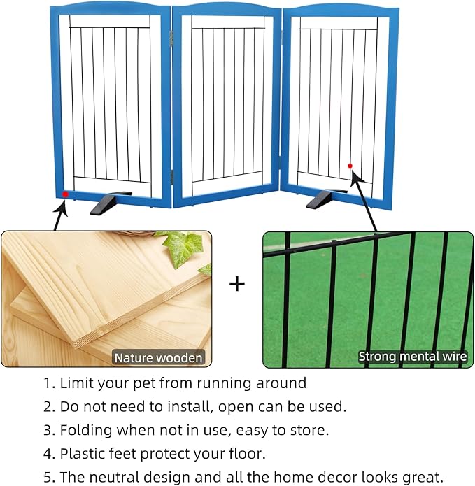 ZJSF Freestanding Dog Fence Indoor, Foldable Dog Gate - Image 6