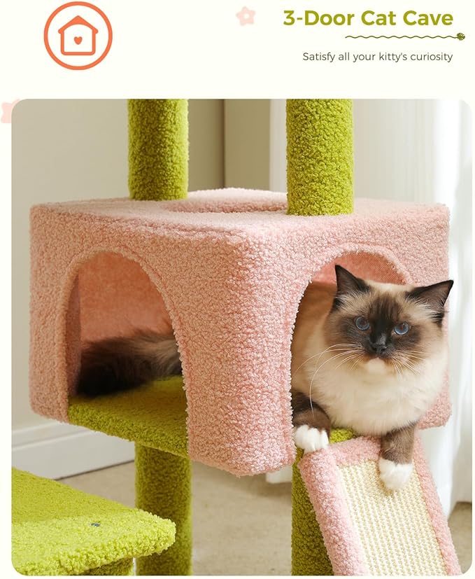 MUTTROS Flower Cat Tree 47.2" Multi-Level Cat Tower - Image 3