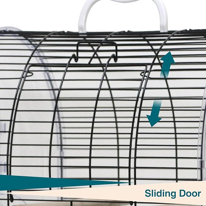 Portable Bird Cage with 2 Perches, Bird Travel Carrier with Food Bowls & Tray - Image 8