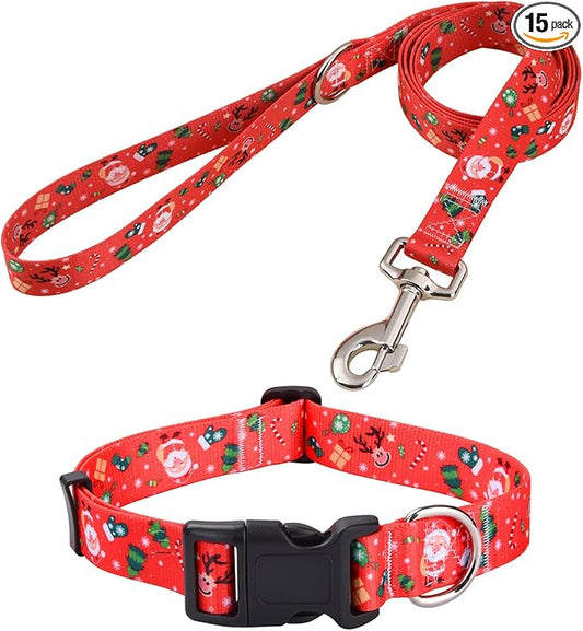 Mihqy Christmas Dog Collar and Leash Set by Mihqy