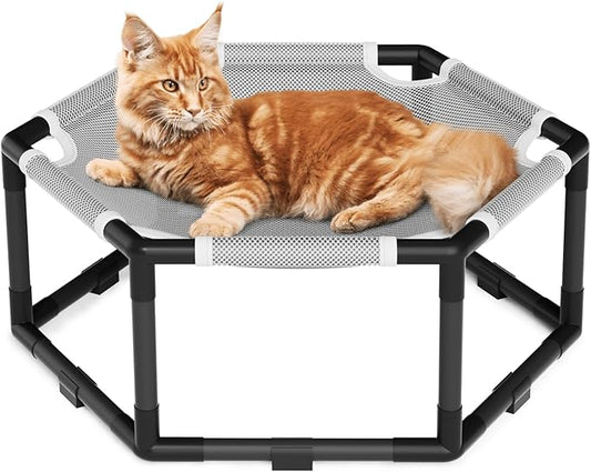 Tresbro Elevated Cat Hammock Bed, Hexagon Raised Cat Swing Bed by Tresbro