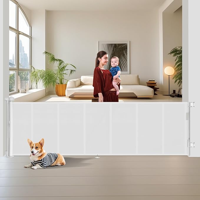Miumoon 150 inch Retractable Baby Gates 34 inch Tall, Retractable Gate by MiumoonBabyGates