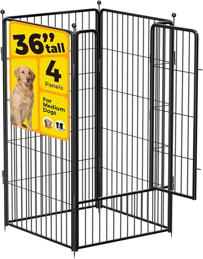 Dog Playpen 36 inch 4 Panels for Indoor & Outdoor Use – Heavy-Duty Metal Pet by Unknown