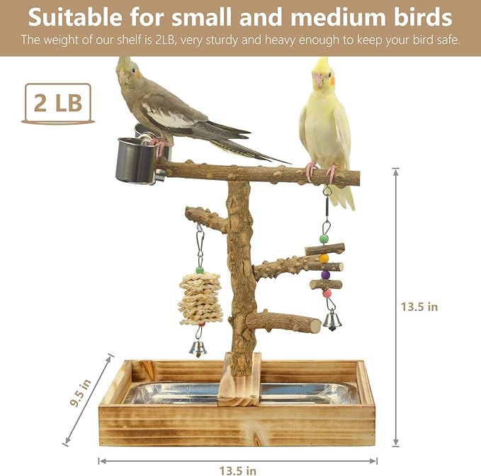 LIMIO Natural Wood Bird Toys Playground, Bird Cage Accessories, Bird Perches - Image 3