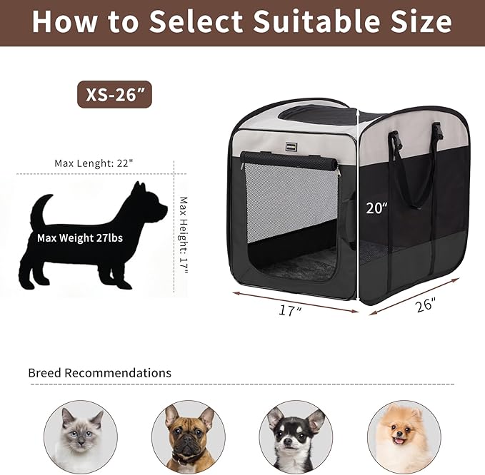 DONORO Dog Kennels and Crates for Medium Dogs, Portable Pop Up Indoor Pet Cage - Image 6