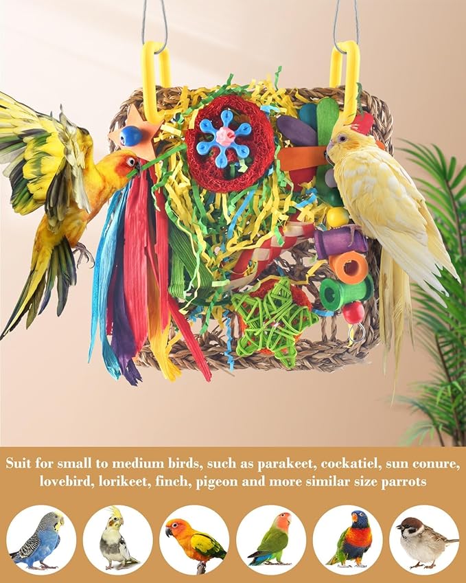 ERKOON Cockatiel Toys, Budgie Toys Foraging Toy Hanging Bird Toy - Image 3