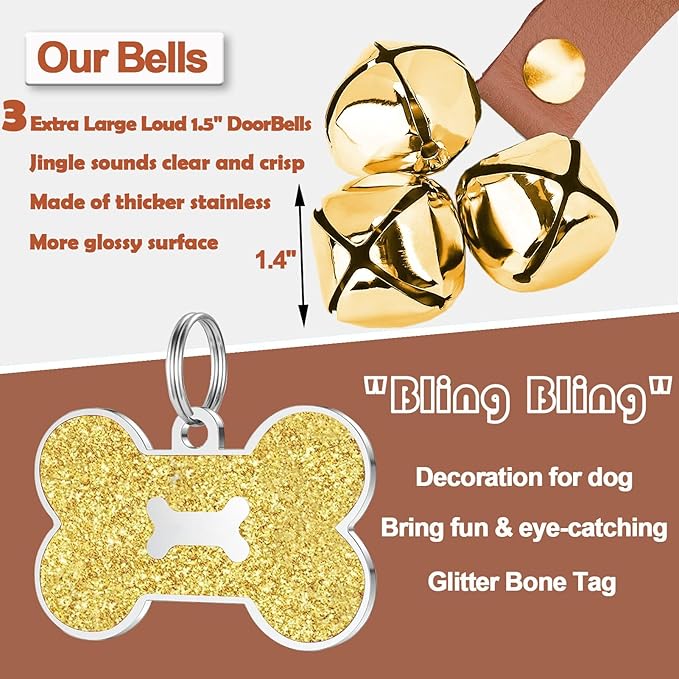 Leather Dog Doorbell, 2 Pack Dog Bells Puppy Training Bell - Image 2