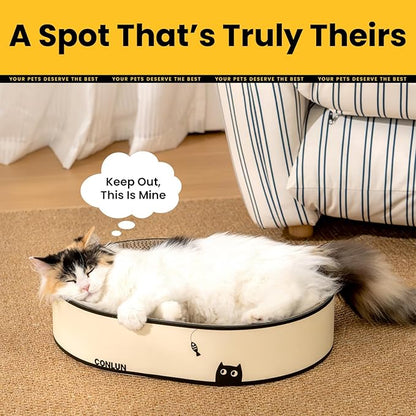 Conlun Oval Cat Scratcher Bed, 2-in-1 Cat Scratching Board, Natural Corrugated - Image 6
