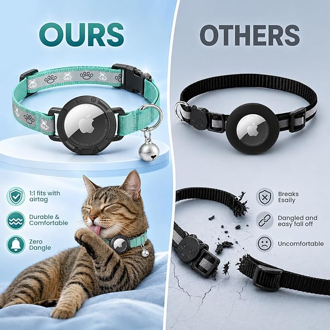 Reflective AirTag Cat Collar, Integrated Cat Tracker Collar - Image 3