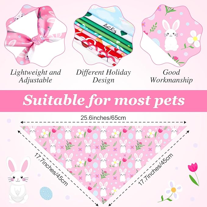 50 Pcs Valentines Day Dog Bandanas Bulk St Patricks Day Easter Bandanas - Image 3
