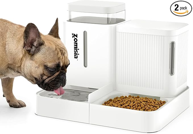 ZOMISIA Gravity Dog Food and Water Dispenser, 2 in 1 Automatic Dog Feeder by Zomisia
