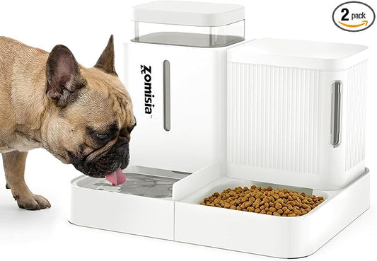 ZOMISIA Gravity Dog Food and Water Dispenser, 2 in 1 Automatic Dog Feeder by Zomisia