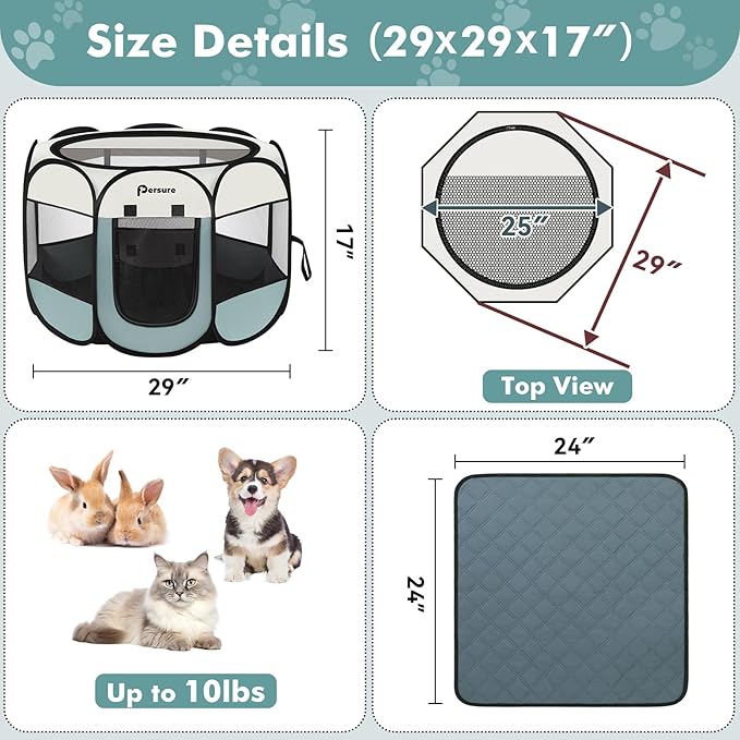 Dog Cat Playpen Indoor Outdoor for Puppy Pet Dogs Cat Travel and Recovery After - Image 6