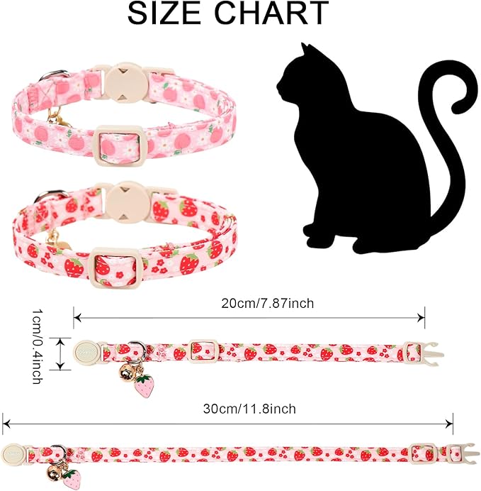 2 Pack Pink Strawberry Cat Collars Breakaway - Image 4