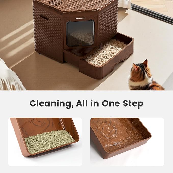 Gradner Pet Cat Litter Tray, Odour-Resistant Enclosed Cat Litter Box - Image 4