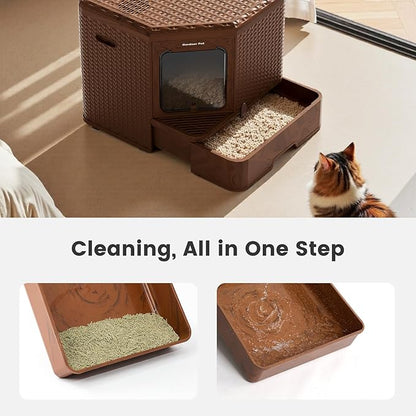 Gradner Pet Cat Litter Tray, Odour-Resistant Enclosed Cat Litter Box - Image 4