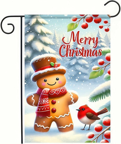 Merry Christmas Garden Flag Cardinal Red Bird House Welcome Winter Flags 12x18 by BlissYard