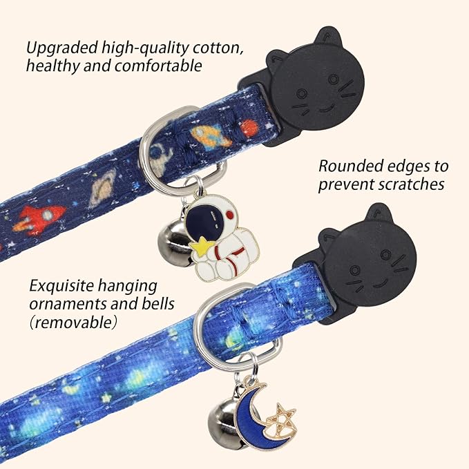 Cat Collar Breakaway, 2 Pack Cotton Kitten Collars - Image 4