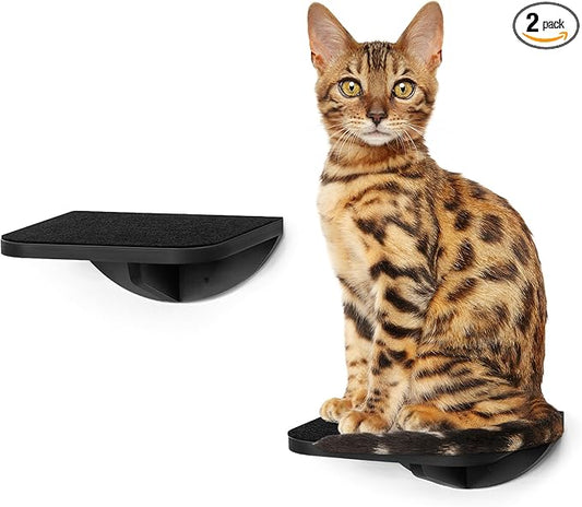 2-Piece Cat Wall Steps with Grey Felt Pads, Floating Cat Wall Perches and by PELUOMOZ