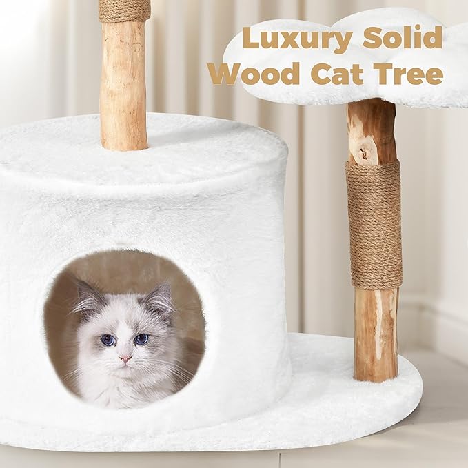 Easyego Modern Cat Tree, 36.6" Aesthetic Wood Cat Tree Tower - Image 2