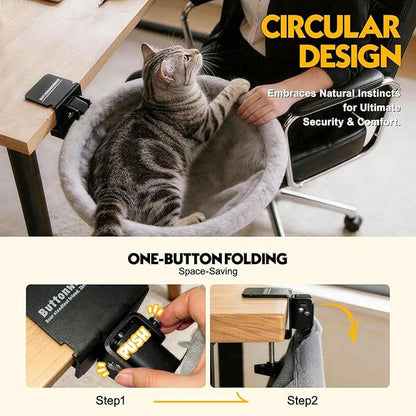 Cat Desk Bed Foldable Sunken Design, 2 Reversible Cushions - Image 5