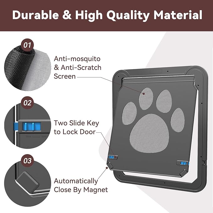 Dog Door for Screen Door with Magnetic Closure Pet Screen Door for Sliding - Image 3