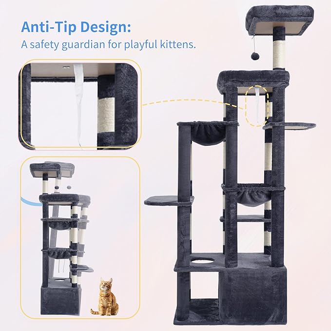 Heybly Cat Tree, 71-Inch Tall Cat Tower - Image 9