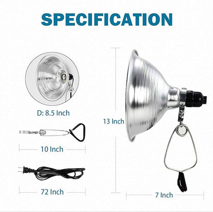EP Clamp Lamp Light with Detachable 8.5 Inch Aluminum Reflector, 150 Watt E26 - Image 5
