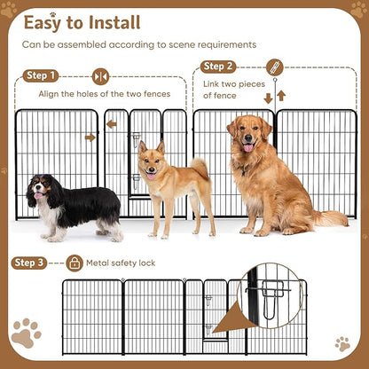 DUMOS Dog Playpen Indoor, Metal 40 Inch 8 Panels Foldable Pet Fence - Image 5