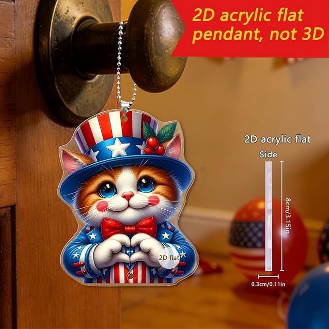 6 Pcs 4th of July Hanging Ornaments 2D Acrylic Independence Day Tree - Image 6