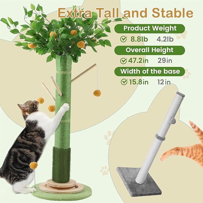 Cat Scratching Post, 45 Inch Tall Cat Scratcher Tree - Image 5