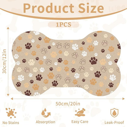 Pet Dog Cat Food Mat, Absorbent Bone Shaped Dog Bowl Mats - Image 3