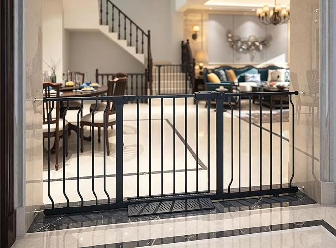 Extra Wide Baby Gate Tension Indoor Safety Gates Black Metal Large Pressure by COSENDBABYGATE