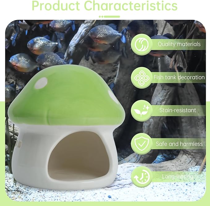Cute Aquarium Mushroom House Betta Fish Tank Accessory Decor Mini Ceramic Fish - Image 3