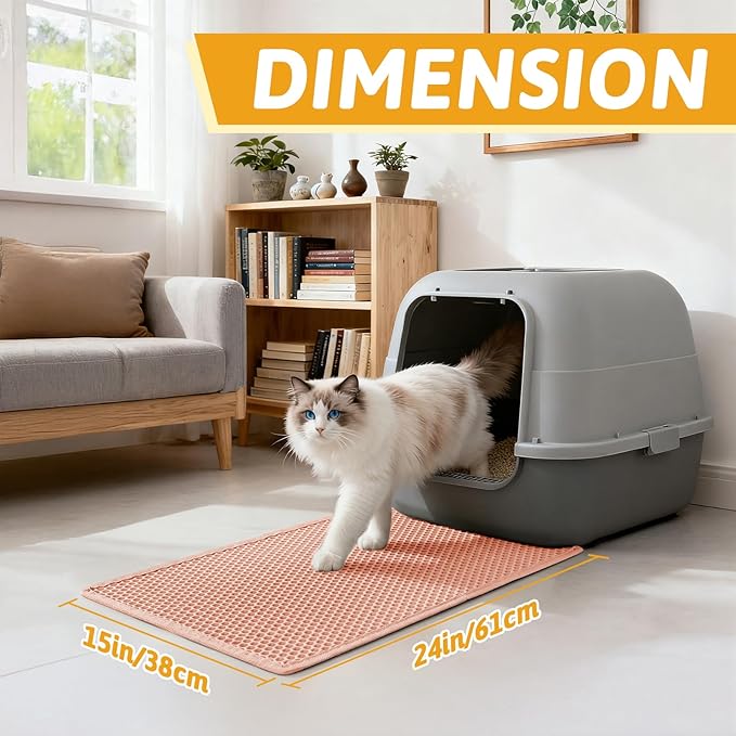 Pieviev Cat Litter Mat Double Layer Waterproof Urine Proof Trapping Mat 1 Pack) - Image 2