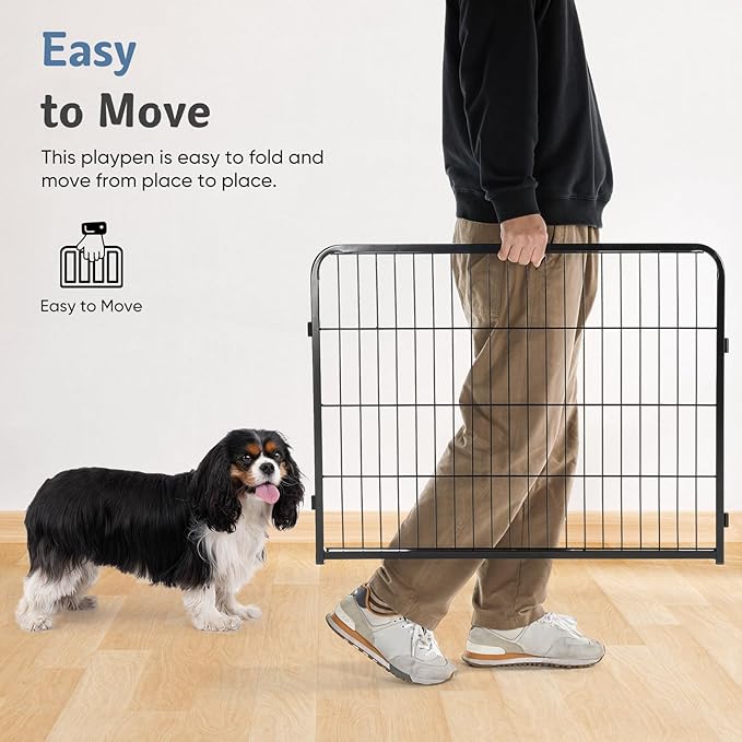 DUMOS Dog Playpen Indoor, Metal 24 Inch 32 Panels Foldable Pet Fence - Image 3