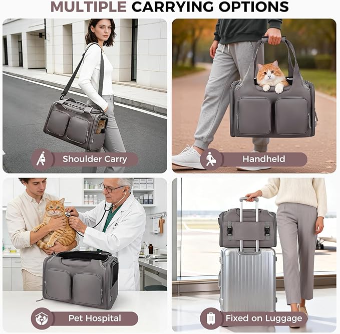 Dog, Cat Carrier for Pets Up to 12 Lbs, Airline Approved Collapsible Soft-Sided - Image 6