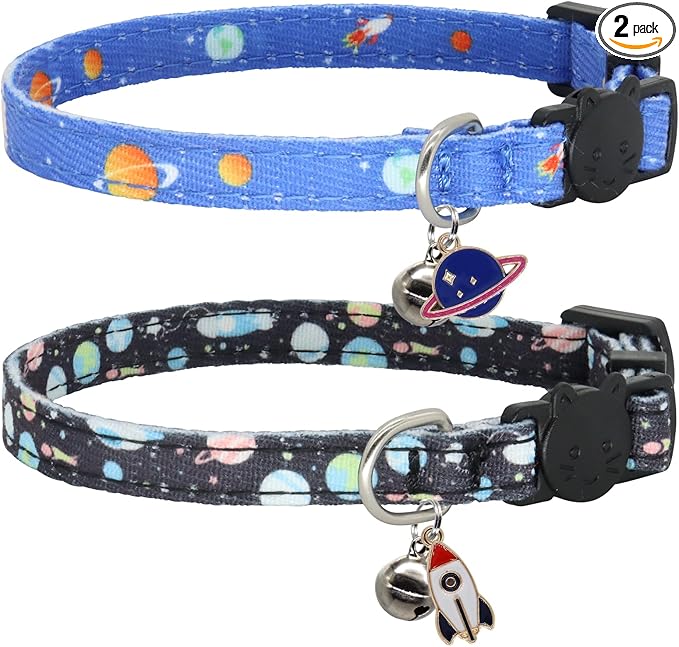 Cat Collar Breakaway, 2 Pack Cotton Kitten Collars by Giecooh