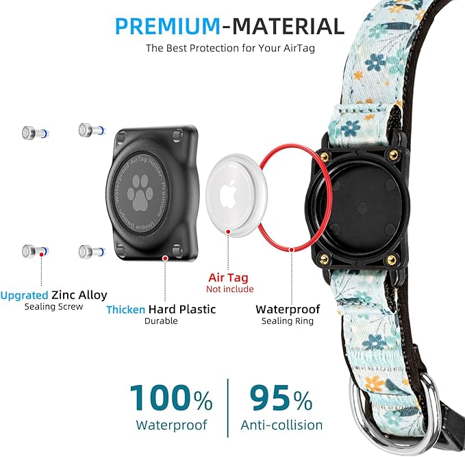 Upgraded AirTag Dog Collar, IP68 Waterproof Air Tag Dog Collar Holder, - Image 3