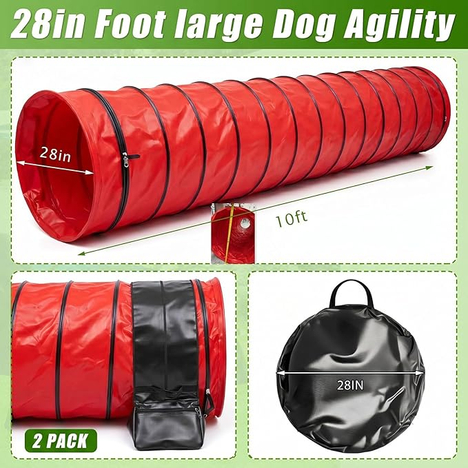 Briwooody 24 in 10 Foot PVC Dog Agility Tunnel - Image 2