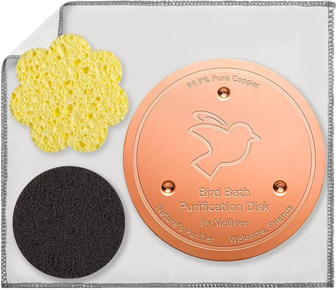 Mellbree Bird Bath Copper Disk & Clean Set, 0.6mm Reinforced 99.99% Pure Copper by Mellbree